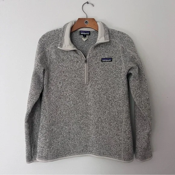 Patagonia Gray Quarter-Zip Fleece Pullover Cozy Cabincore Fall Winter Sweater - Picture 2 of 9